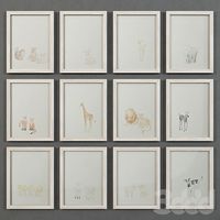 Restoration Hardware watercolor animal illustrations