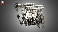 V6 Engine - 3d interior parts
