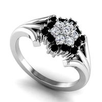 Silver ring with black emeralds RG 098 | 3D