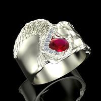 Ring with garnet and diamonds | 3D