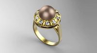 Pearl miniset with the diamond on side hallow | 3D