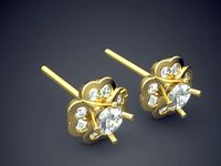 Fancy Extravagant Flower-Shaped Earrings With Diamonds 578 | 3D