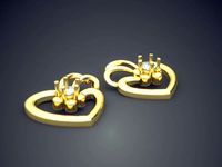 Girly Heart-Shaped Earrings 1135 | 3D
