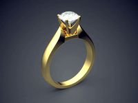 Simple Ring With Diamond 1138 | 3D