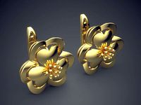 Flower Shaped Simple Earrings 1149 | 3D