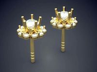 Petite Girly Flower Earrings 1200 | 3D