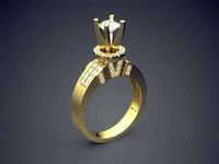 Fancy Extravagant Engagement Ring With Diamonds 1217 | 3D