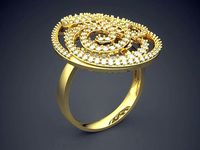 Elegant Ring With Small Diamonds 1228 | 3D