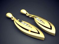Raindrop-Shaped Diamond Earrings 1268 | 3D