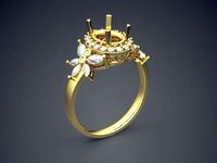 Elegant Ring With Diamonds 1312 | 3D