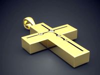 Simple Design Cross Pendant 1418 | 3D