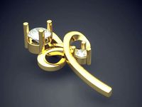 Flower Shape Pendant with Diamonds 1486 | 3D