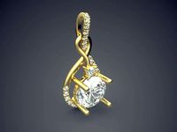 Raindrop-Shaped Diamond Pendant 1498 | 3D
