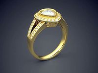 Luxurious Engagement Ring With Diamonds 1556 | 3D