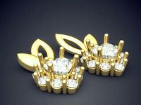 Girly Bunny-Shape Earrings with Diamonds | 3D