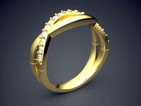 Curvy Ring With Small Diamonds 1747 | 3D