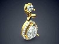 Raindrop-Shaped Diamond Pendant | 3D