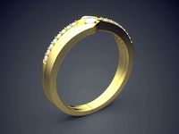 Curvy Ring With Small Diamonds 1826 | 3D