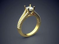 Fancy Extravagant Engagement Ring With Diamonds on the Rim | 3D