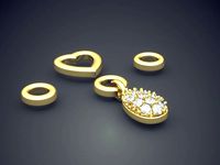 Raindrop and Heart Shaped Unique Design Diamond Pendant | 3D