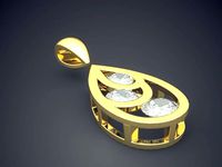 Gorgeous Raindrop-Shaped Diamond Pendant | 3D