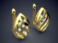 Raindrop-Shaped Diamond Earrings | 3D