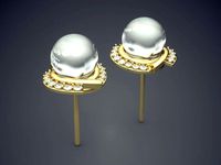 Earrings With Pearl And Diamonds 2230 | 3D