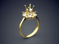 Fancy Extravagant Flower-Shaped Engagement Ring With Diamonds | 3D