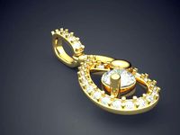 Unique Raindrop-Shaped Diamond Pendant | 3D