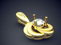 Fancy Extravagant Flower-Shaped Pendant With Diamonds | 3D