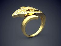 Curved Unique Ring With Small Diamonds 268 | 3D