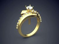 Fancy Extravagant Engagement Ring With Diamonds | 3D