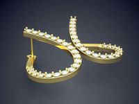 Raindrop-Shaped Diamond Earrings | 3D
