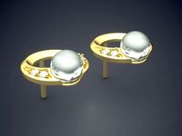 Earrings With Pearl And Diamonds 347 | 3D