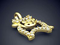 Cow Pendant With Diamonds CAD-447 | 3D