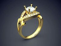 Classic Detailed Engagement Ring With Diamons | 3D