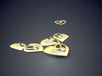 Pretty Girly Heart Pendant with Small Diamonds | 3D