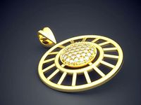 Fancy Extravagant Pendant With Diamonds and Carving | 3D