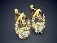 Raindrop-Shaped Diamond Earrings | 3D