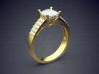 Engagement Ring With Diamonds CAD-729 | 3D
