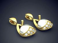 Raindrop-Shaped Detailed Pearl Earrings | 3D