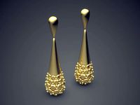 Simple Minimalistic Textured Raindrop-Shaped Earrings | 3D