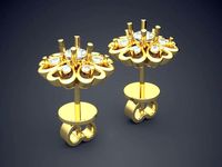 Fancy Extravagant Flower-Shaped Diamond-Earrings | 3D