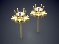 Fancy Extravagant Flower-Shaped Earrings With Diamonds | 3D