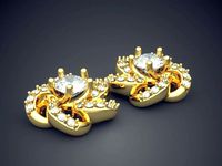Fancy Extravagant Flower-Shaped Earrings With Diamonds | 3D