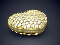 Fancy Extravagant Unique Heart-Shaped Pendant with Small Diamond | 3D
