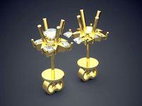 Impressive Extravagant Mini Golden Earrings | 3D