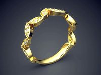 Gorgeous Extravagant Golden Engagement Ring With Diamonds  | 3D