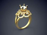Fancy Extravagant Flower-Shaped Engagement Ring With Diamonds | 3D
