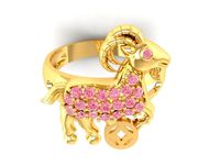 519 Gold Goat Ring with diamonds | 3D